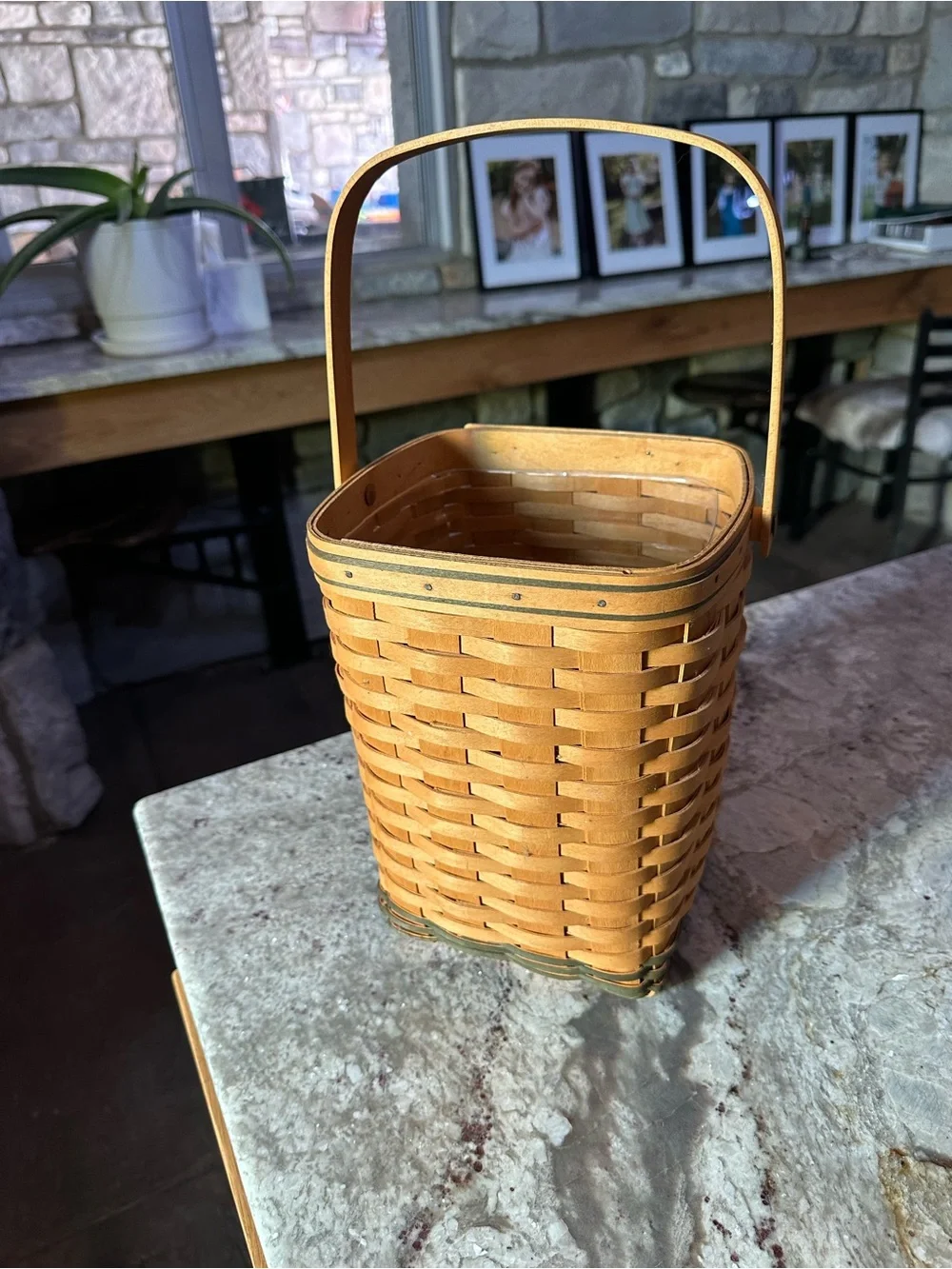 Longaberger Tan Woven Handle Basket